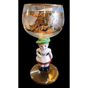 Vintage Goebel Wine Glass With Hand-Painted Girl Figurine Stem CH01 S